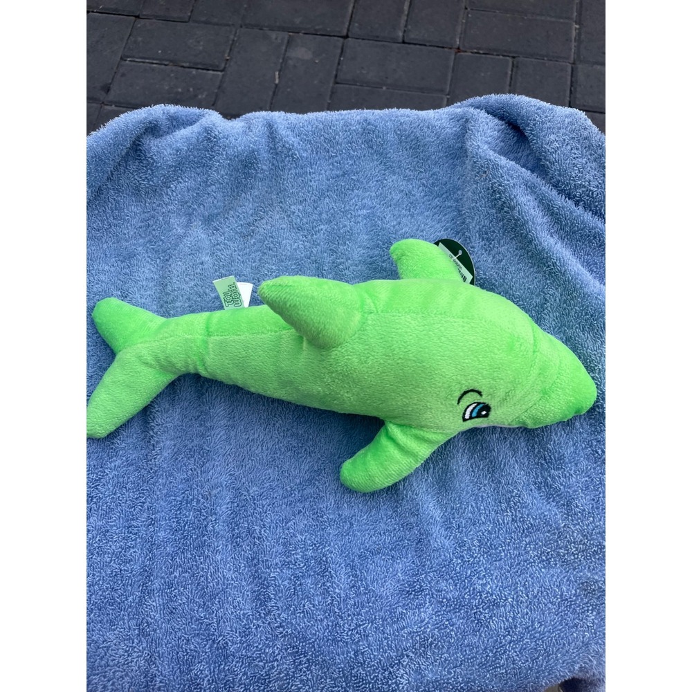 Toy Factory Neon Green Dolphin Plush Stuffed Animal Lime Green White